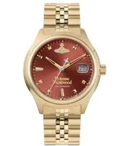 Vivienne Westwood Little Camberwell Red Dial Gold Strap Watch