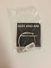 Alex And Ani Initial N Charm Rafaelian Silver Finish Bangle Bracelet A13EB14NS