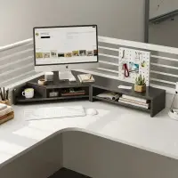 在飛比找樂天市場購物網優惠-電腦增高架帶洞洞板臺式桌面收納架子顯示器支架辦公桌轉角置物架