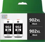 2pk 902XL Black Ink Cartridges for HP 902 Officejet Pro 6960 6968 6970 6975 6978