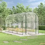 Greenhouse Transparent 160x400x190 cm PVC & Powder-Coated Steel Frame, Outdoor Garden, Durable, UV-Resistant, Roll-up Windows, Zippered Door, Prefab Plant Shelter