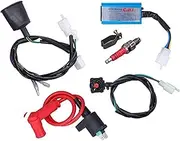 Vuzmode Ignition Coil Kit, Wiring Loom Ignition Coil Spark Plug Kit, for 50cc 70cc 110cc 125cc 140cc 150cc ATV Dirt Bike Engine Ignition Coil Pack