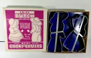 Vintage Amish Dutch Girl & Boy Metal Cooky Cookie Cutters in Original Box