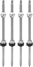 4Pcs Solar roof Hanger Bolt, Hanger Bolt, 304 Stainless Steel Solar Mounting Hanger Bolts, Solar Panel Accessories Kit for Fence Pergola Construction Play Equipment