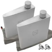 2-PACK 175ml Titanium Hiking Backpacking Flask Rugged 6oz Portable Screw-Top Fla