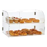 Pastry Display Case, 2-Tier Commercial Countertop Bakery Display Case, Acrylic Display Box with Rear Door Access & Removable Shelves, Keep Fresh for Donut Bagels Cake