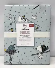 Pottery Barn KIDS Peanuts Snoopy Winter Sports Ski TWIN Sheet Set w/Pillowcase