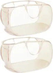 Durable Collapsible Laundry Baskets, Mesh Pop Up Laundry Hamper with Side