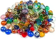 50 PCS Mini Glass Gems,Mixed Colour Mancala Stones Flat Bottom Marble Beads for Home Decorative Art Craft Vase Filler