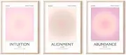 Positive Aura Angel Number Posters Set Of 3 Pink Trendy Grainy Gradient Poster Positive aura Canvas Wall Art Paintings for Room Aesthetic Inspirational Quotes Abstract Minimalist Y2k Style Room Wall