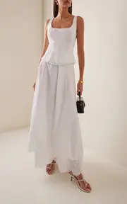 [Alejandra Alonso Rojas] Tiered Cotton Broderie Maxi Skirt