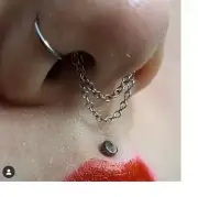14G 3/8" DOUBLE STEEL CHAIN LINKED HINGED CLICKER DANGLE RING NOSE SEPTUM HOOP