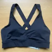 Prana NWT Layna Bra M Black Crossback Sports Yoga Fitness Classic