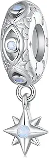[Teleye] Demon's Eye Star Silica Gel Charm 925 Sterling Silver Charm Fits For Pandora Bracelet Necklace,BSC857, Cubic Zirconia, Created Cubic Zirconia