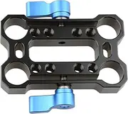 CAMVATE 15mm Rod Clamp with Height Riser Offset Railblock for Camera DSLR Monitor(Blue Thumbscrew)