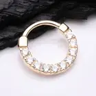 14 Karat Gold Dios Sparkle Gems Paved Clicker Hoop Ring