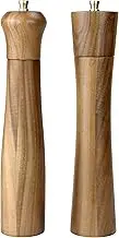 Artmujohn 10 inches Wooden salt and pepper grinder set, Acacia wood handicrafts mills shakers, Refillable spice grinders, Adjustable ceramic rotor grinder,Customize gift mills set (2pcs in box)