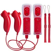 Controller With Nunchuck And Motion Plus 2 Sets Of Red Compatible with Wii Wii