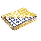 NEW Sveda Cotton throw blanket Pink Lemonade mustard yellow blue 50" x 60"