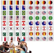 Mahjong Game | 64X Flag Mahjong Tile - Portable Matching Blocks Table Card Playset for Birthday Kids Leisure Home Outdoor Gathering Family Indoor Adults Seaside