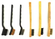 1Set 12SET X 3P SET WIRE BRUSH 7" Plastic 8" Wood HANDLE NYLON STEEL BRASS WIRE