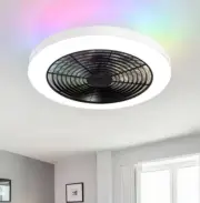 TOZING 20" LED Indoor Black Low Profile RGB Flush Mount Ceiling Fan+Light NEW