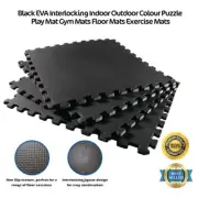 10pcs 29x29cm BLACK Baby Puzzle Gym EVA Interlocking Indoor Outdoor Floor Mats