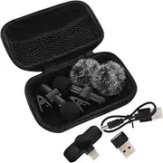 BIUDECO Cordless Lapel Microphone Small Lightweight Noise Reduction -c for Interviews Presentations
