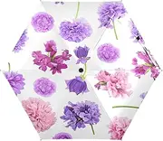 [RPLIFE] Travel Umbrella Windproof Folding Umbrella Compact, Umbrellas for Backpacks/Handbags, Sun, Purple Pink Flowers White