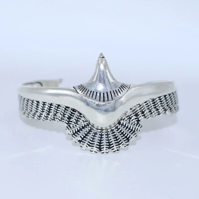 Eagle Cuff Bracelet Silver Jewelry, Birds Feather Design Bangle, Gift for her