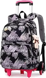 2022 Tanou Elementary Trolley School Backpack for Girls, Lightweight Waterproof School Bag with Wheels for Children 1-5th Class