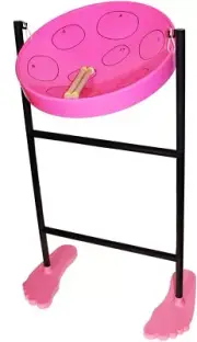 Jumbie Jam Steel Drum Kit with Deluxe Tube Floor Stand - Pink Pan (G) #W1067