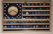 US ARMY INFANTRY CHALLENGE COIN DISPLAY FLAG SOLID HARDWOOD FLG-10