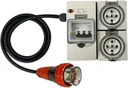 Power Board 5 Pin 32 Amp Three Phase to 2 x 5 Pin 32 Amp Three Phase Outlets RCBO Protected