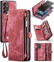 [Ezydigitals] Case Genuine Leather Purse Wallet Case for Samsung Galaxy A55 5G - Red