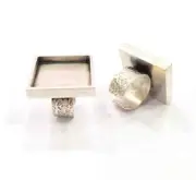 Square Ring Blank Setting Cabochon Base inlay Bezel Adjustable Antique Silver