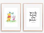 2 x A4 Nursery/Baby/Kids Play Room Wall Print Watercolour Cartoon Bear Quote