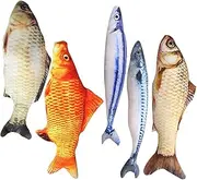 Hapy Shop Catnip Toys 5 Pack - Simulation Fish Shape Realistic Fluffy Catnip Doll Interactive Pets Pillow Chew Bite Supplies for Cat Kitten Kitty