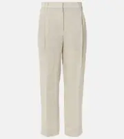 [Brunello Cucinelli] Brunello Cucinelli Linen-blend straight pants AU 18 beige