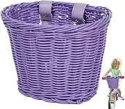 Scooter Basket Kids - Retro Hand-Woven Cycling Scooter Storage Baskets - Front Handlebar Rattan Basket, Wicker Basket Front Cargo for Children, Boys, Girls