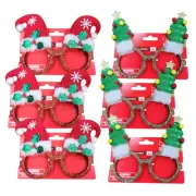 Christmas Eye Glasses Glitter Frame Eyeglasses Mistletoe Santa Hat Favors 3pk