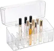 Lipstick storage box Organizer, 24 Spaces Clear Acrylic Perfume Storage Holder Beauty Scent Holder, Makeup Lipgloss Lipstick Display Case with Lid (24 Spaces, One size)