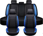 Car Seat Covers Full Set for Porsche Macan (2014-2024), Universal Fit 5 Breathable, Waterproof, Durable, with Anti - Slip Design Full Set (2 Front + Rear Bench)(Blue)