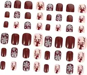 Healeved 2 Nail Stickers Impress Clip on False Nails Fake Nail Tips Nail Art Sticker Fake Nails Full Christmas Stickers Gel Nail Sticker False Nail Tips Neon Press Nails Removable Toe Abs