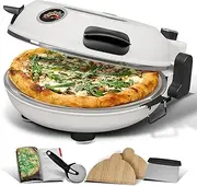 [EATEX] Electric Pizza Oven Indoor, 12 Inch Countertop Pizza Oven, Portable Stone Pizza Oven, Heats up to 790°F for Crispy Crust, Pizza Maker Machine for Home – Cream