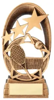 TENNIS GOLD RESIN AWARD TROPHY MVP MIP 1ST PLACE 2ND CHAMP 6.5" FREE ENGRAVING