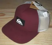 MENS QUIKSILVER MAROON BURGUNDY SNAPBACK ADJUSTABLE TRUCKER HAT CAP ONE SIZE