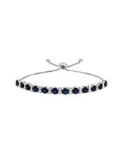 Silver Lab-Grown Diamond & Gemstone Bolo Bracelet