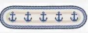 Braided Jute Hand Stenciled Oval Table Runner. Earth Rugs. ANCHOR. 13X48