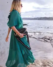 [Belle & Bloom] Amour Amour Ruffled Midi Dress - Dark Green